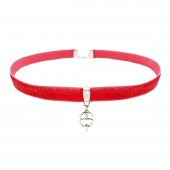 Şeker Pembe Renk Kadın Yonca Choker Kolye - 1