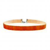Turuncu Renk Kadın Kadife Choker Kolye - 1