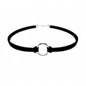 Siyah Renk Kadın Süet Round Choker - 1