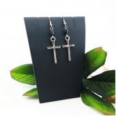 Oniks Doğal Taşlı Kadın Haç Küpe - 1