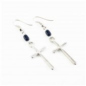 Oniks Doğal Taşlı Kadın Haç Küpe - 2