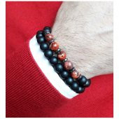 Jade-Oniks-Hematit Doğal Taş Erkek Bileklik - 1