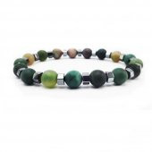 Yeşil Akik & Hematit Erkek Doğal Taş Bileklik - 1