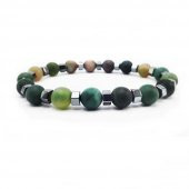 Yeşil Akik & Hematit Erkek Doğal Taş Bileklik - 3