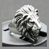 Gümüş Kaplama Erkek Aslan Başı Yüzük - 2