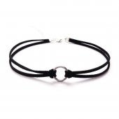 Siyah Renk Süet Kadın Round Choker Kolye - 1