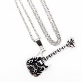 Gümüş Renk Erkek Gitar Kolye - 4