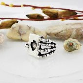 Gümüş Kaplama Ayarkanabilir Erkek İskambil Kağıdı Yüzük - 2