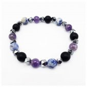 Ametist - Sodalit - Oniks - Hematit Doğal Taş Erkek Bileklik - 2
