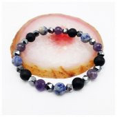 Ametist - Sodalit - Oniks - Hematit Doğal Taş Erkek Bileklik - 3