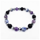 Ametist - Sodalit - Oniks - Hematit Doğal Taş Erkek Bileklik - 6