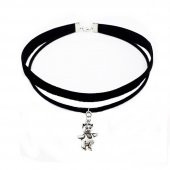 Siyah Renk Kadife -Süet İkili Ayıcık Choker Kolye - 1