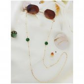 Altın Kaplama Yeşil Akik Doğal Taş Kadın Gözlük Zinciri thumbnail 3