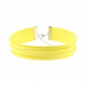Sarı Renk Süet Kadın Choker Kolye - 1