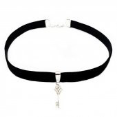 Siyah Renk Kadife Kadın Anahtar Choker Kolye - 1
