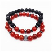 Akik - Oniks - Hematit Erkek İkili Kombin Doğal Taş Bileklik - 2