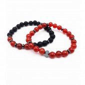 Akik - Oniks - Hematit Erkek İkili Kombin Doğal Taş Bileklik - 3