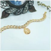 Altın Kaplama Antik Para Kadın Yassı Zincir Bileklik - 2