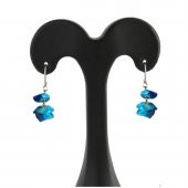 Turkuaz Renk Kadın Kırık Doğal Taş Küpe - 1