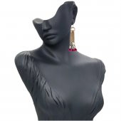 Altın Kaplama Kadın Sallantılı Zincir Püsküllü Küpe - 2