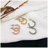 Rose & Gümüş & Gold Kadın Üçlü Halka Küpe - 2