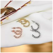 Rose & Gümüş & Gold Kadın Üçlü Halka Küpe - 1