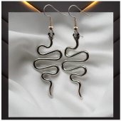 Gümüş Renk Kadın Yılan Küpe - 1