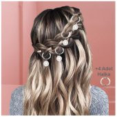 Gümüş Renk Kadın Akrilik İnci Saç Küpesi - 1