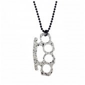 Siyah Benekli Beyaz Erkek Muşta Kolye - 1