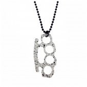 Siyah Benekli Beyaz Erkek Muşta Kolye - 2