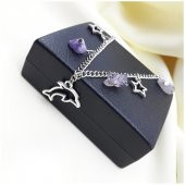 Ametist Doğal Taş Kadın Yunus Balığı Halhal - 1