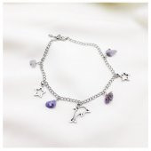 Ametist Doğal Taş Kadın Yunus Balığı Halhal - 2