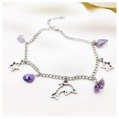 Ametist Doğal Taş Kadın Yunus Balığı Halhal - 3