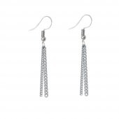 Gümüş Renk Kadın Uzun Sallantılı Zincir Küpe - 1