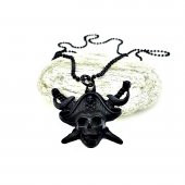 Mat Siyah Renk Top Zincir Erkek Korsan Kolye - 1