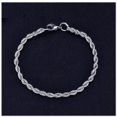 Gümüş Renk Erkek Çelik Burgu Zincir Bileklik - 1