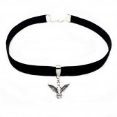 Albatros Kuşu Siyah Kadife Kadın Choker Tasma Kolye - 2