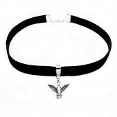 Albatros Kuşu Siyah Kadife Kadın Choker Tasma Kolye - 3