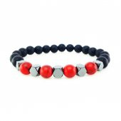 Kırmızı Turkuaz & Oniks & Hematit İkili Doğal Taş erkek Bileklik - 2