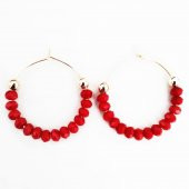 Kırmızı Kristal Taş Kadın Halka Küpe - 3