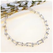 Gümüş Kaplama  Kadın Kalın Zincir Kolye - 1