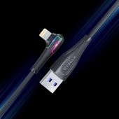 Syrox C106 Lightning 90 Derece RGB Led 1mt 2A Data/Şarj Kablosu Siyah - 4