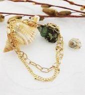 Altın Kaplama Zincir Çoklu Kadın Halhal - 2