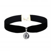 Siyah Renk Kadife Kadın Madalyon Choker Kolye - 2
