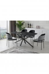 Erezoğulları Mobilya Polo Çapraz High Gloss Yemek Masa Sandalye Takımı 90x160cm - 1
