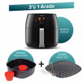 Philips HD9650 Airfryer  HD9952 Pişirme Seti  HD9951 Izgara Seti 3'ü 1 Arada Set - 1