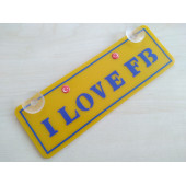 SARI DEKOR PLAKA - I LOVE FB (22x7,5cm) vantuzlu Pleksi Dekor Levha SARI LACİVERT PLAKA - 1