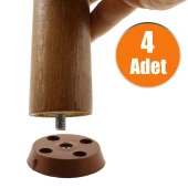 Mobilya Masa Sehpa Ayağı Bağlantı Aparatı Düz Ayak Tabanı Kahverengi (4 ADET) - 1