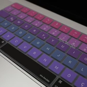 Macbook Kılıf Air Pro Klavye Koruyucu M1-M2-M3 (Türkçe Q) TouchID'li A2681 A3113 A2941 A3114 A2442 A2485 ile Uyumlu Ombre - 6