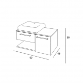 Turkuaz Duru Etajerli Lavabo 50 40 cm,Denko Piramit 90 Alt Modül - 2